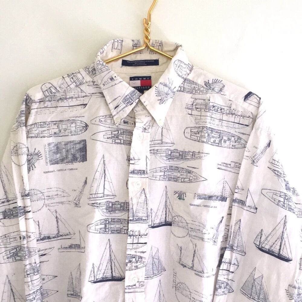 Tommy Hilfiger XL nautical theme linen+cotton shirt - Picture 13 of 13